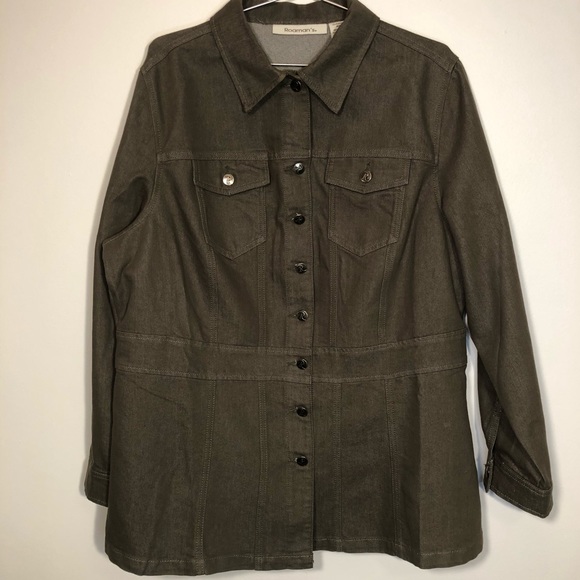 Roaman's Jackets & Blazers - NWOT 16W Roaman’s Olive Denim Jacket